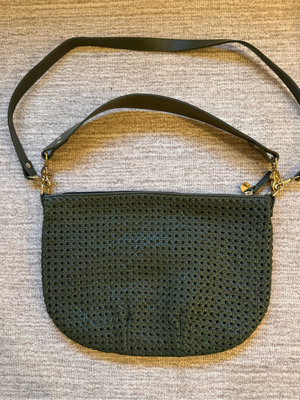 Army Green Rattan Moyen Messenger bag